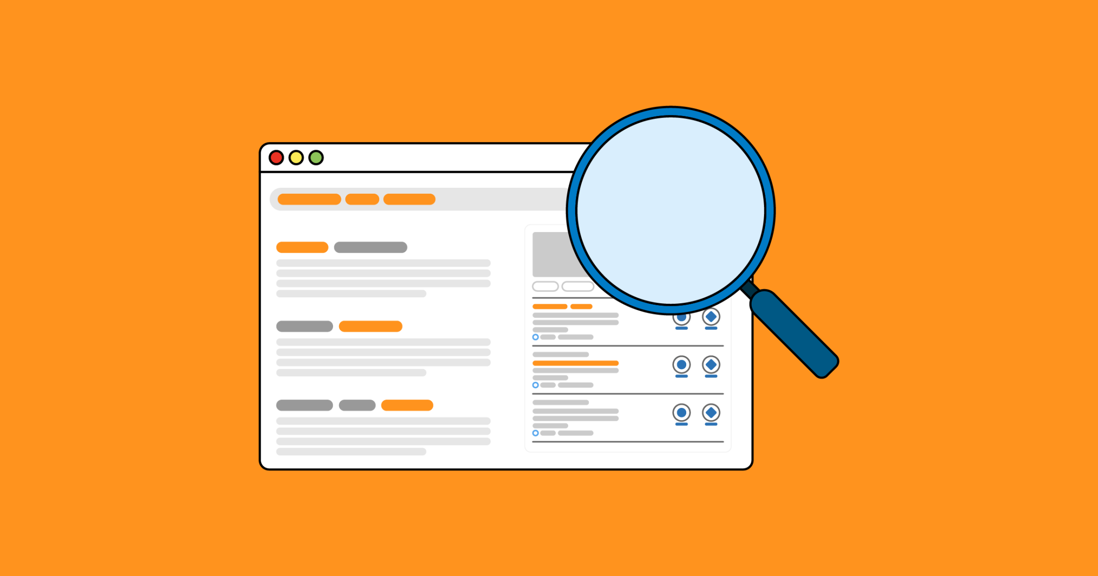 büyüteç bir web sitesinin üzerinde